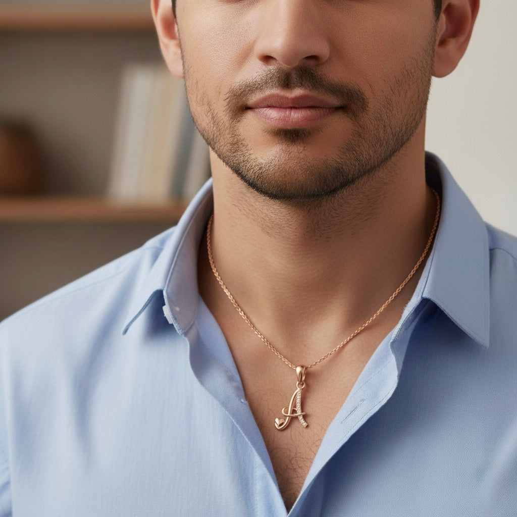 rose gold plated 925 sterling silver letter A pendant