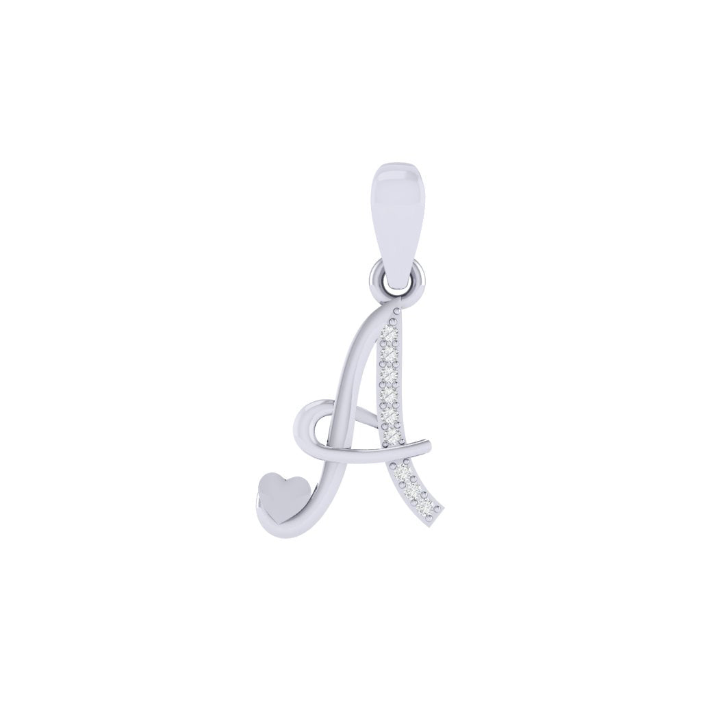 rhodium plated 925 sterling silver letter A pendant