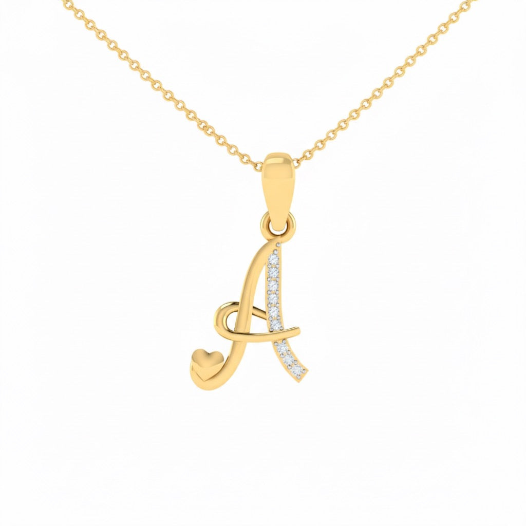 gold plated 925 sterling silver letter A pendant with chain