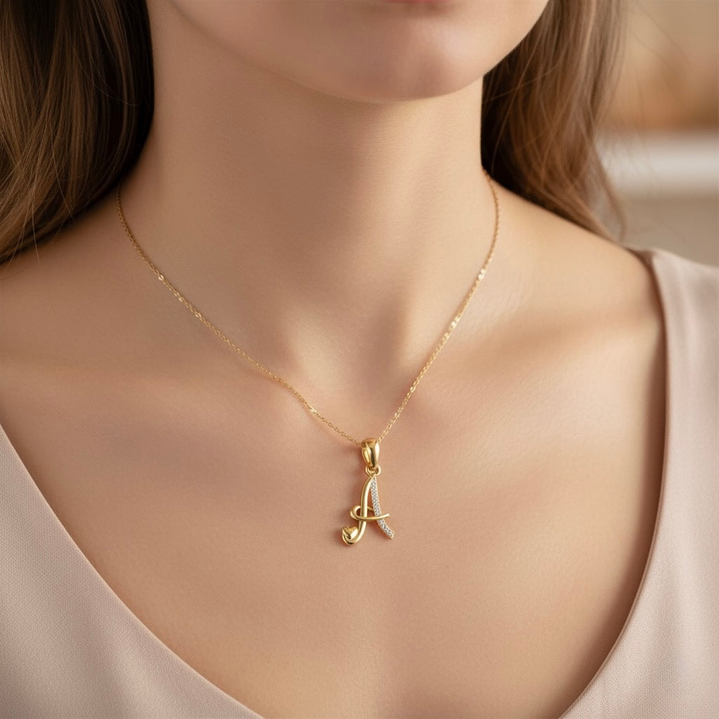 gold plated 925 sterling silver letter A pendant