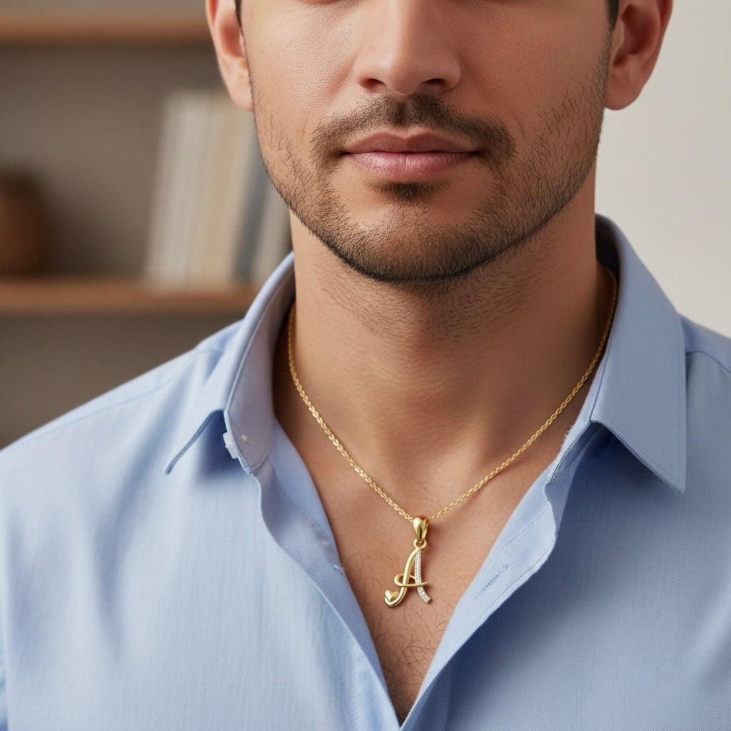 gold plated 925 sterling silver letter A pendant