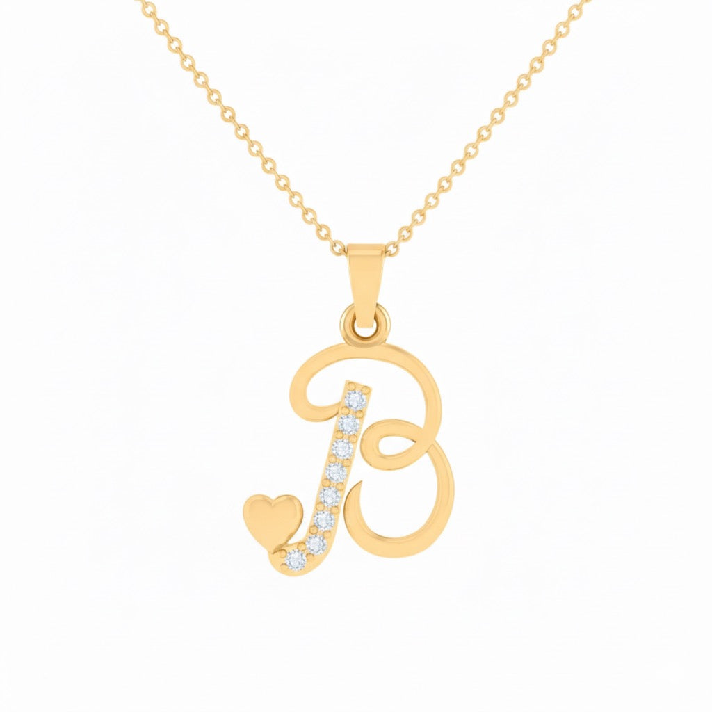 gold plated 925 sterling silver letter B pendant with chain