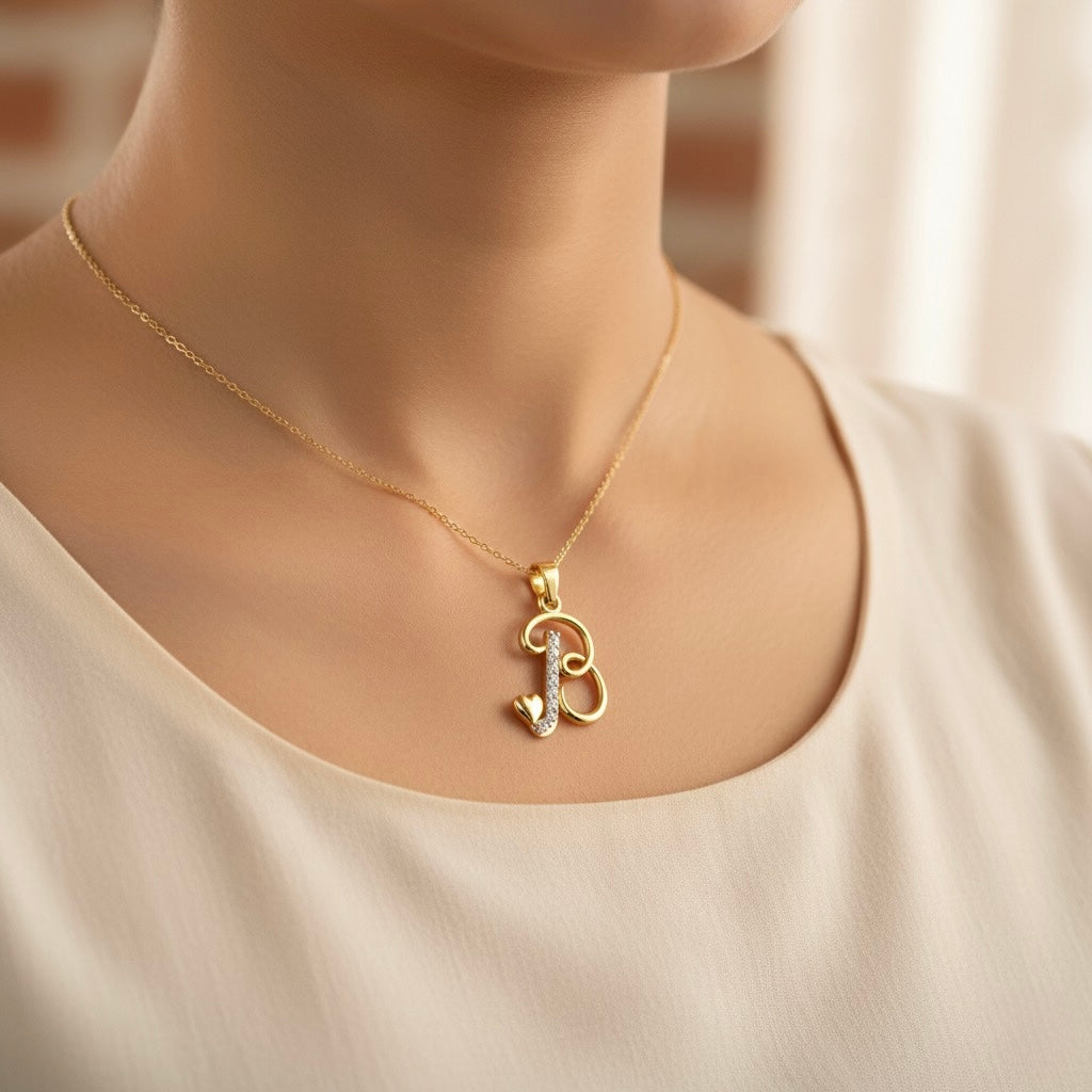 gold plated 925 sterling silver letter B pendant