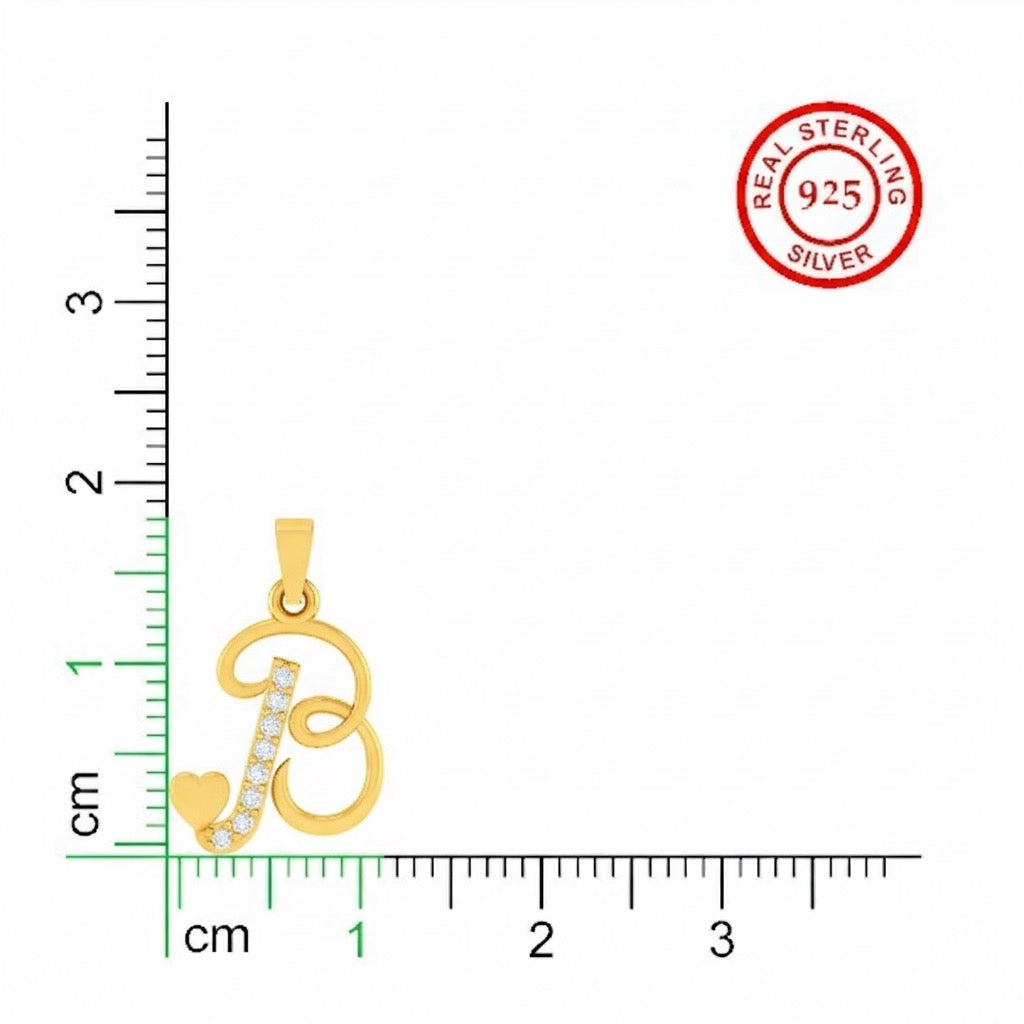 gold plated 925 sterling silver letter B pendant