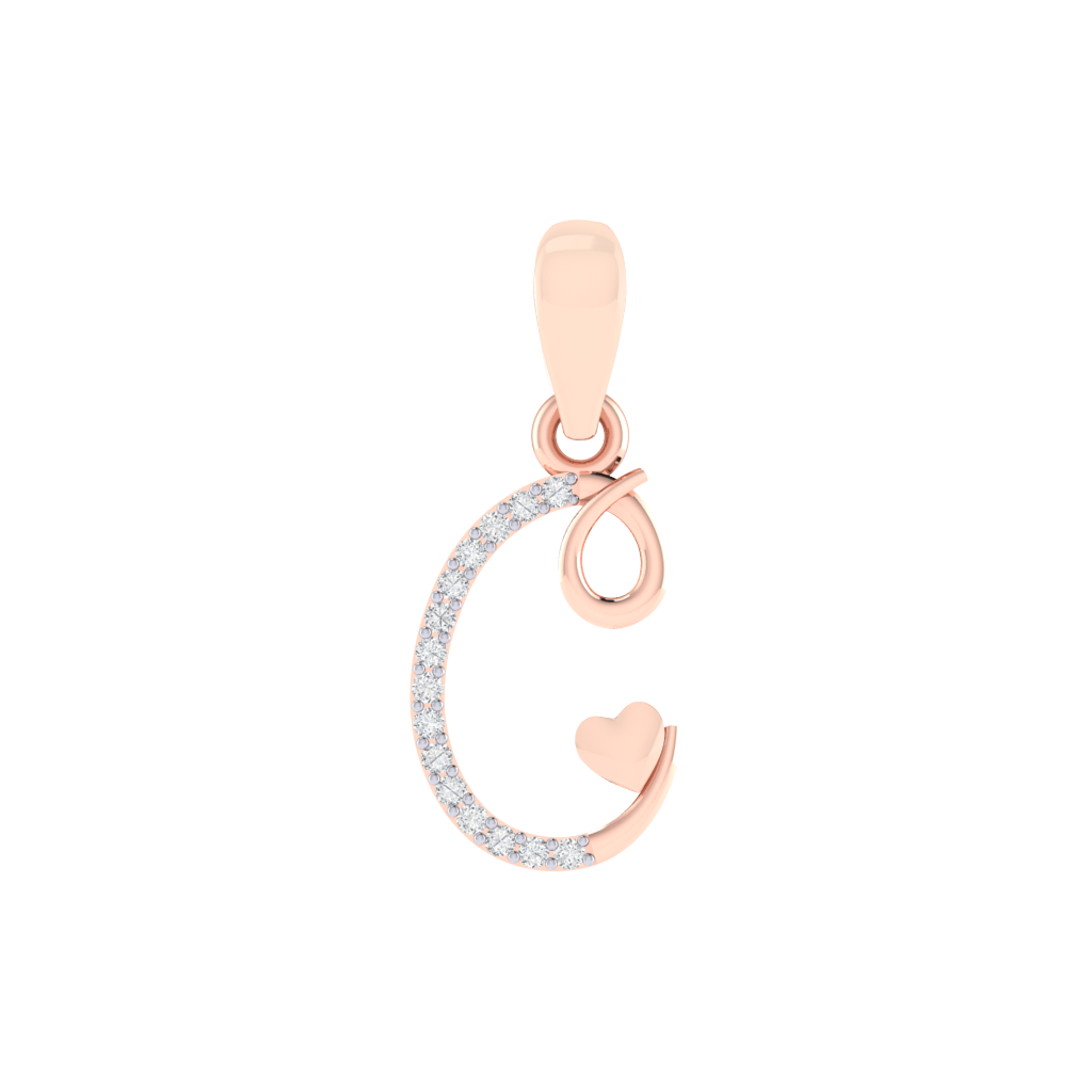 rose gold plated 925 sterling silver letter C pendant