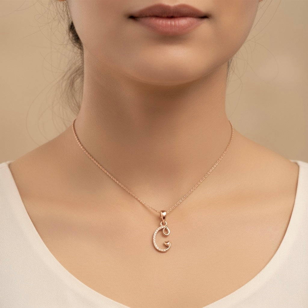 rose gold plated 925 sterling silver letter C pendant