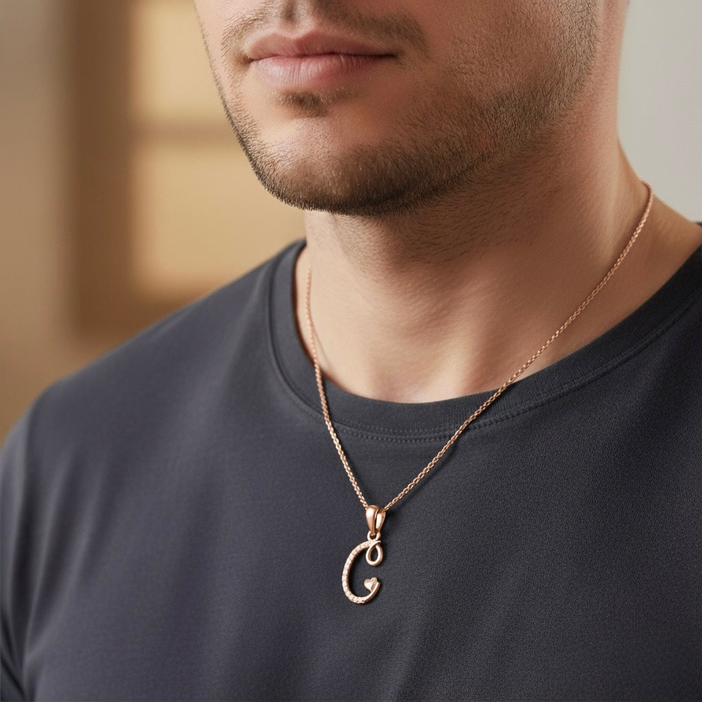 rose gold plated 925 sterling silver letter C pendant