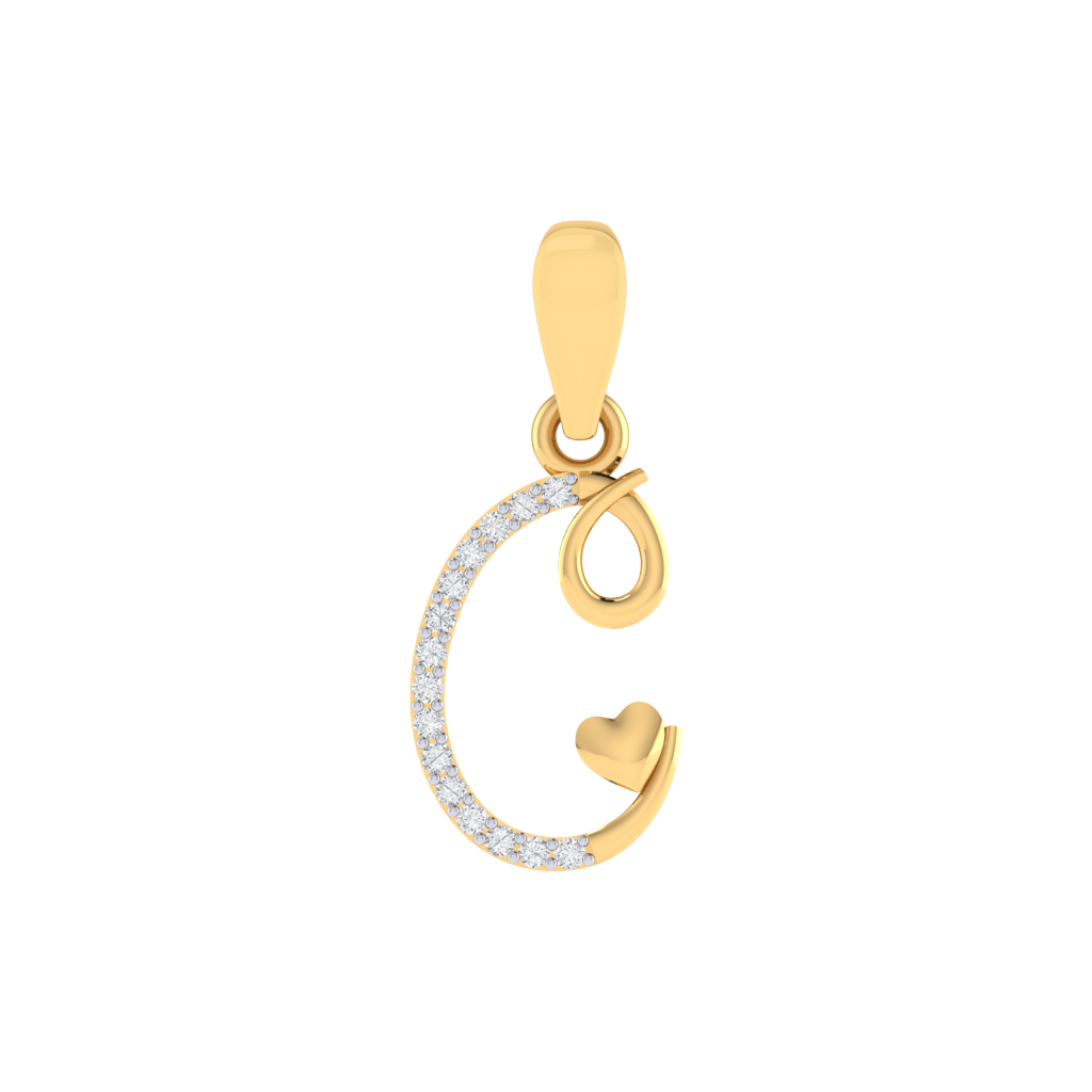gold plated 925 sterling silver letter C pendant