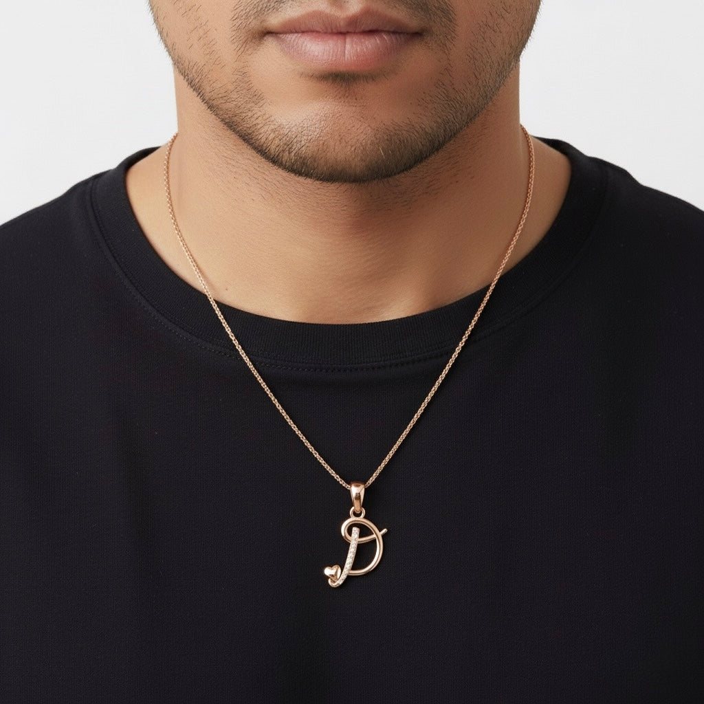 rose gold plated 925 sterling silver letter D pendant