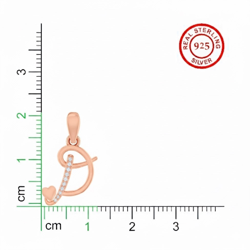 rose gold plated 925 sterling silver letter D pendant
