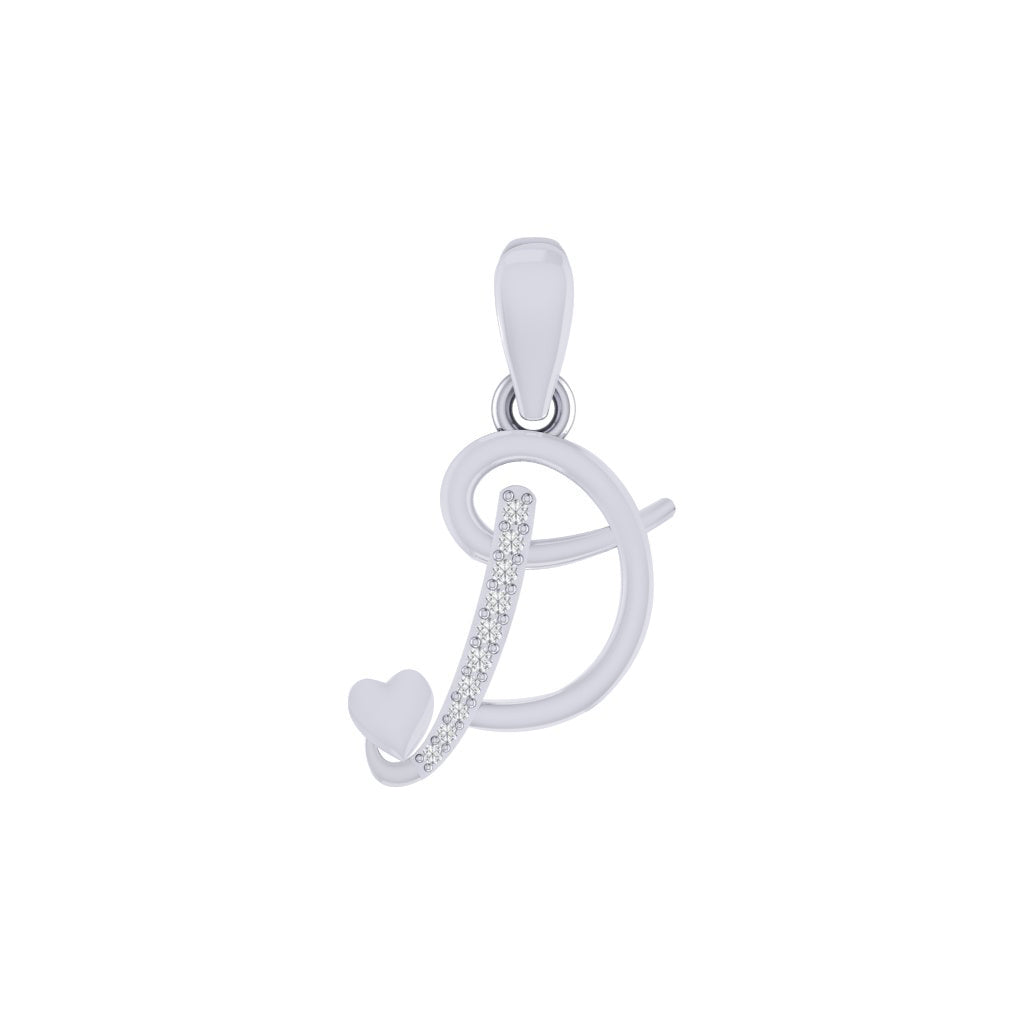 rhodium plated 925 sterling silver letter D pendant