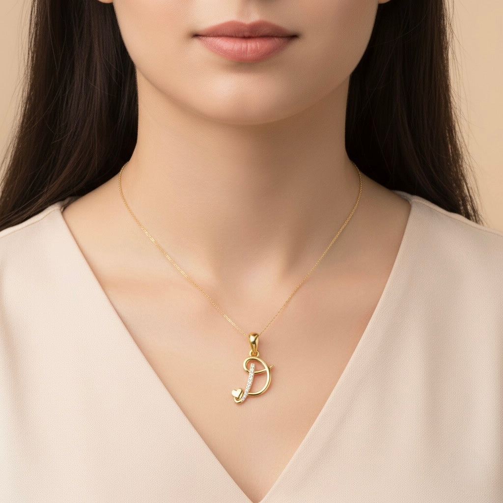 gold plated 925 sterling silver letter D pendant