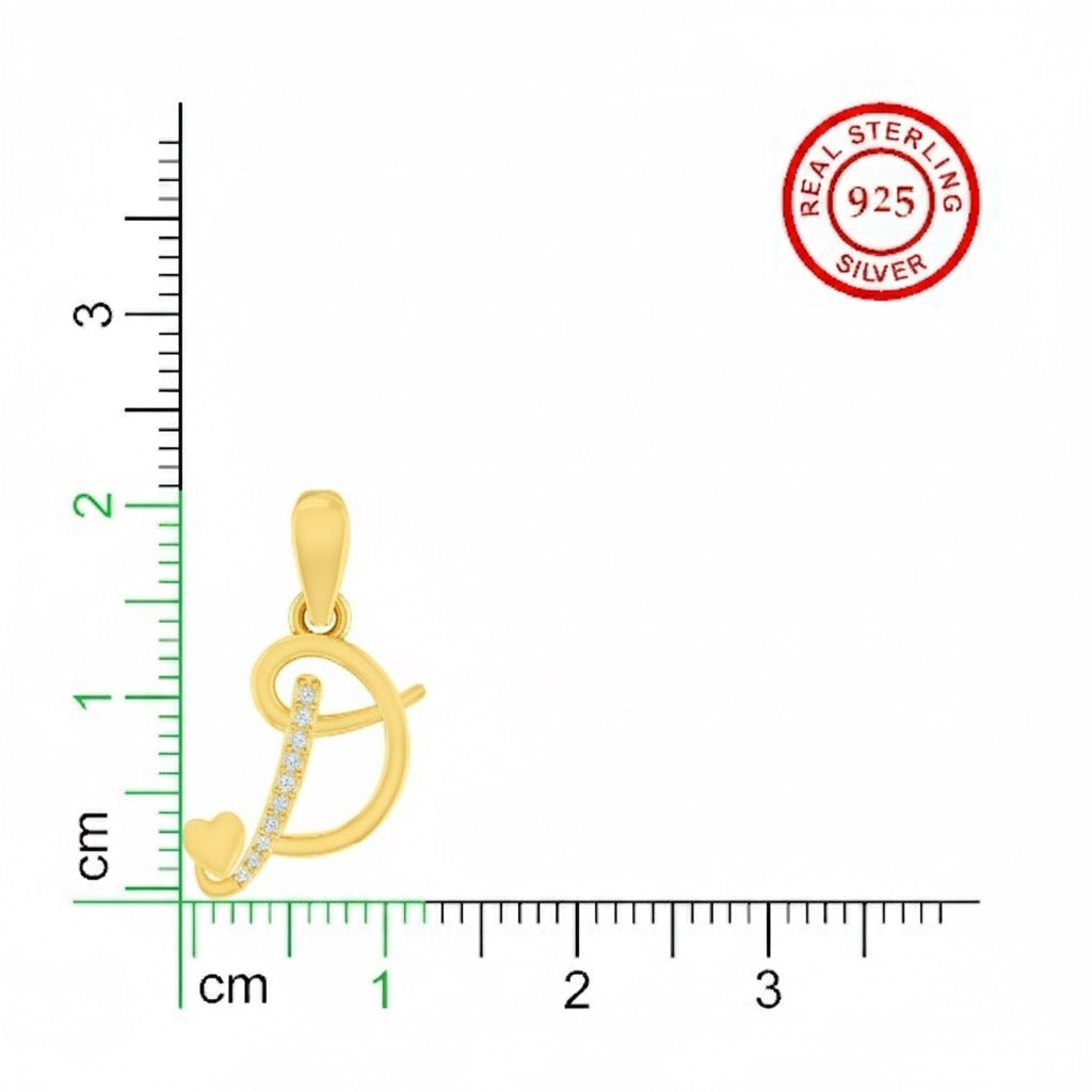 gold plated 925 sterling silver letter D pendant