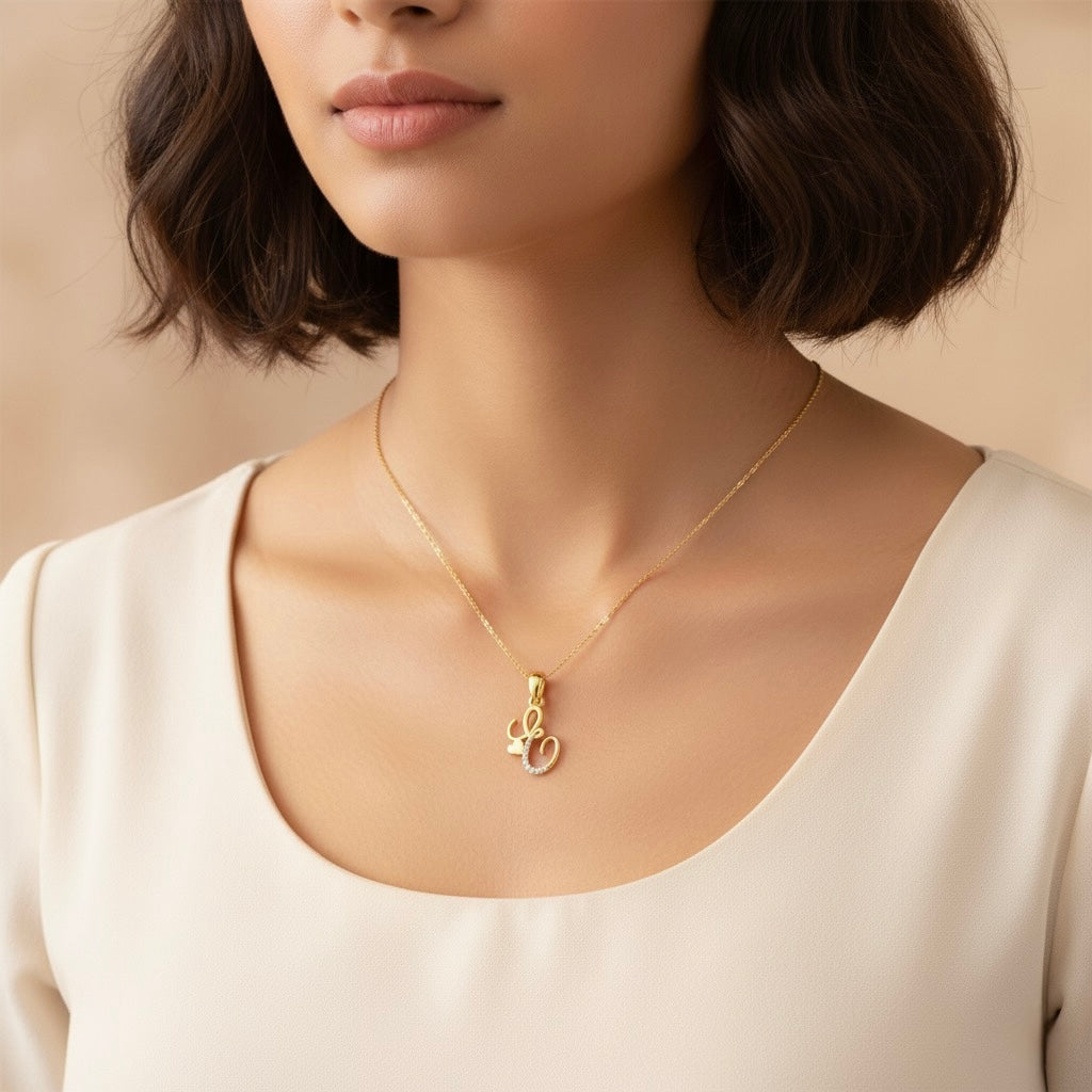 gold plated 925 sterling silver letter E pendant