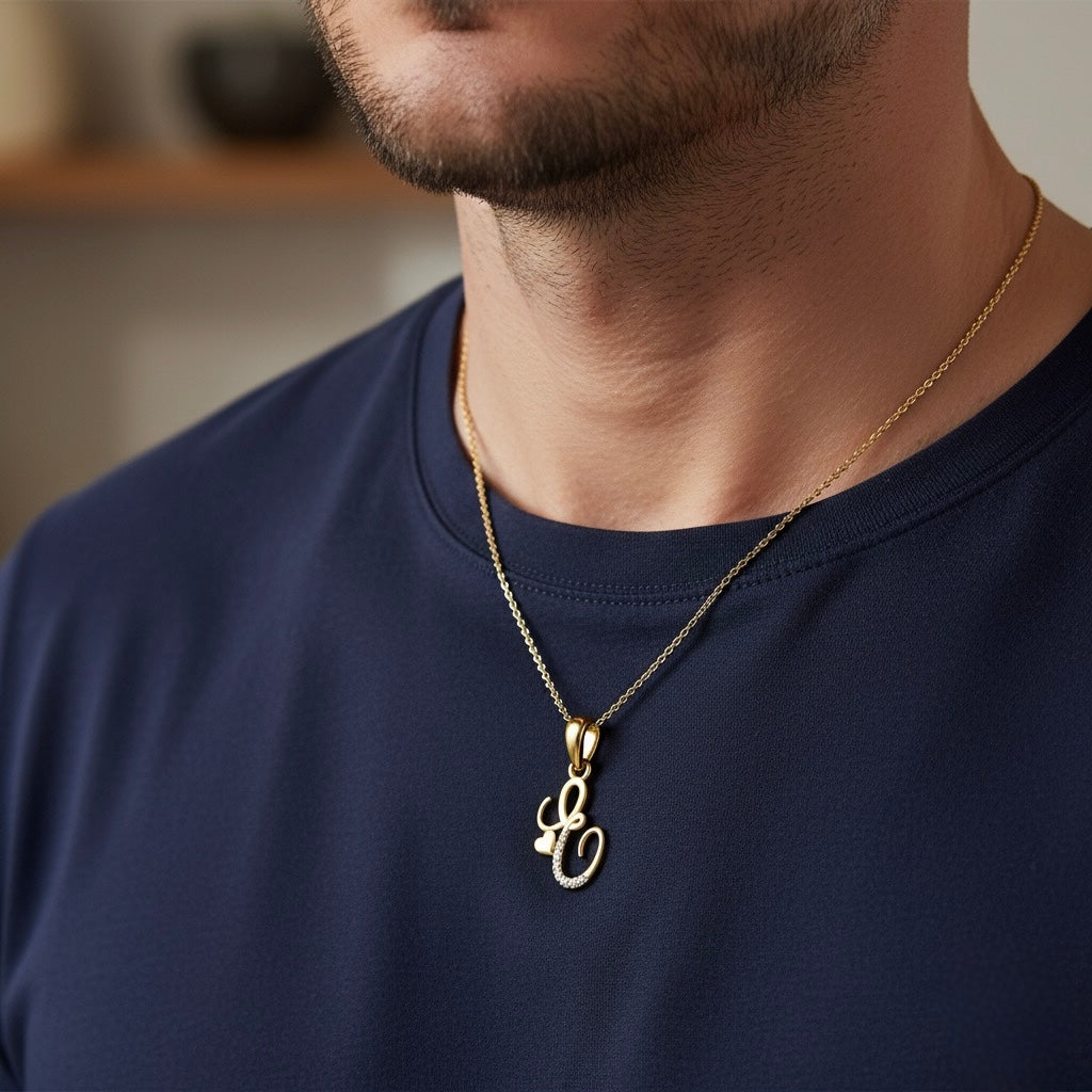 gold plated 925 sterling silver letter E pendant