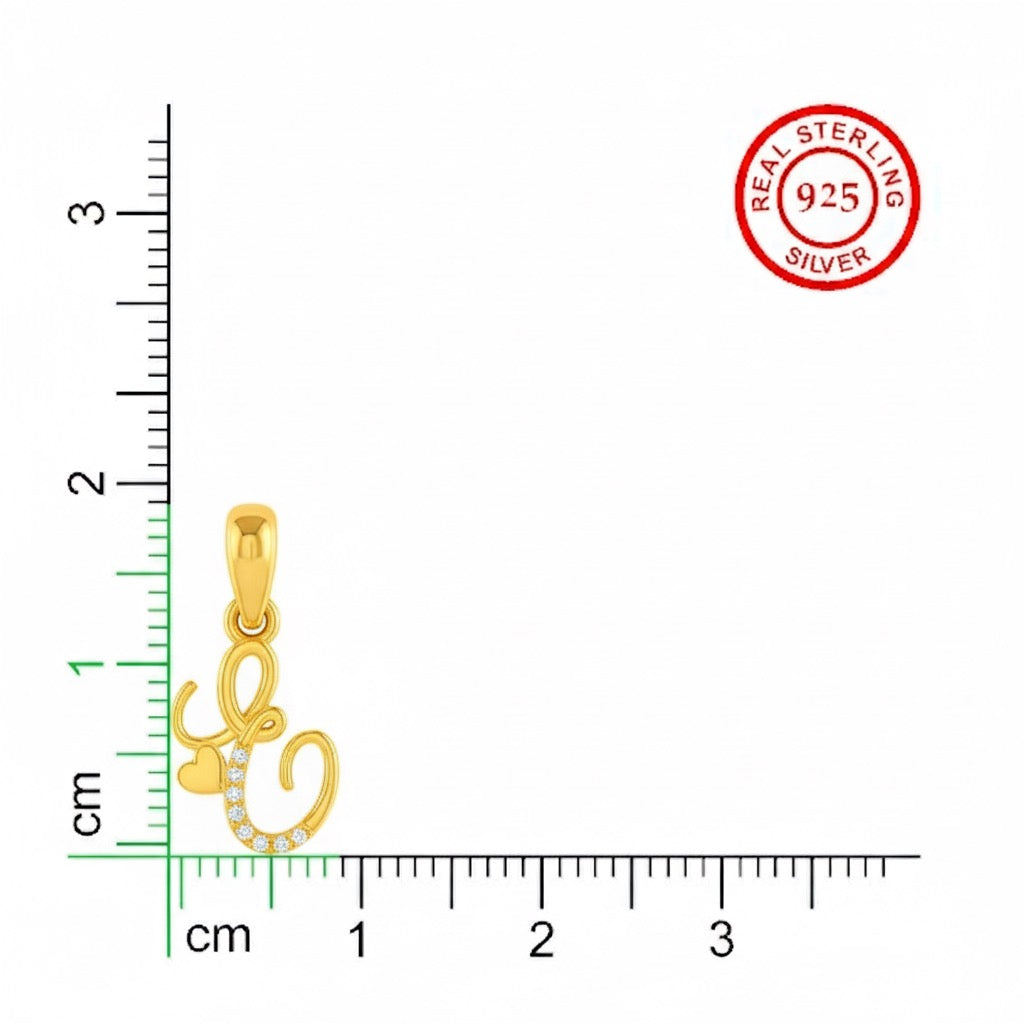 gold plated 925 sterling silver letter E pendant