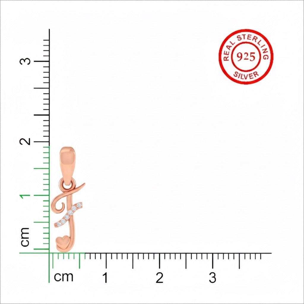 rose gold plated 925 sterling silver letter F pendant