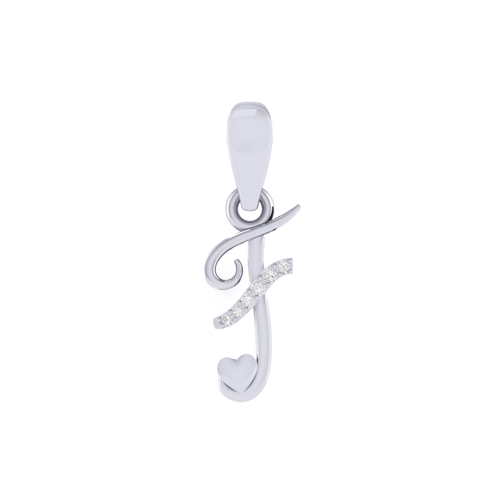 rhodium plated 925 sterling silver letter F pendant