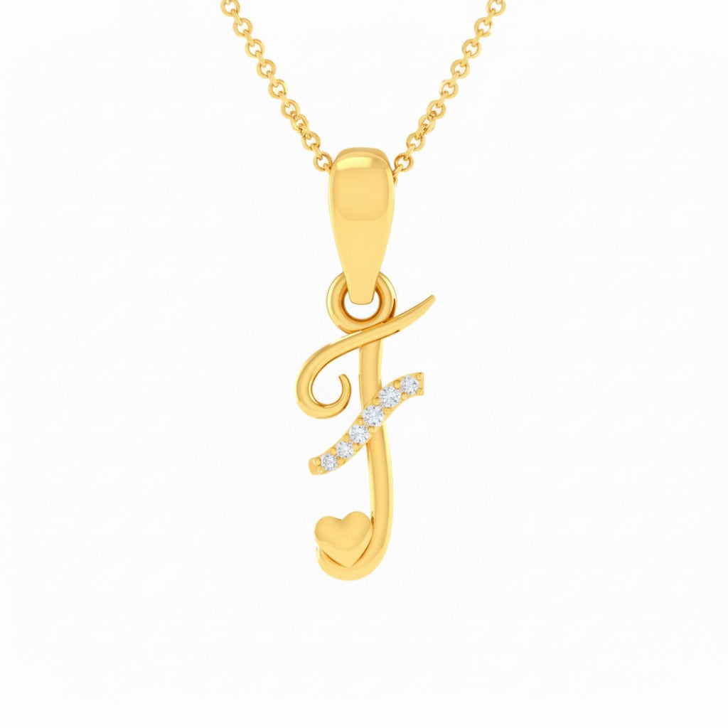 gold plated 925 sterling silver letter F pendant with chain