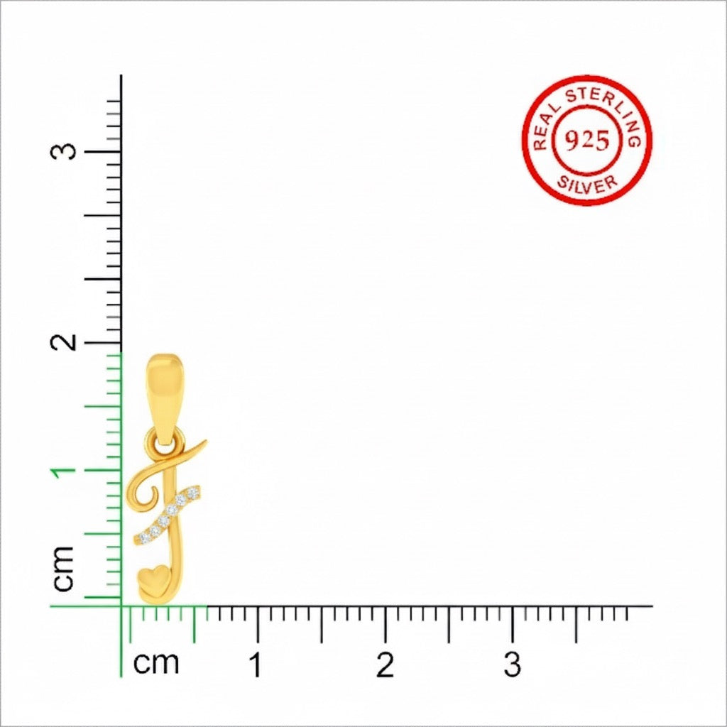 gold plated 925 sterling silver letter F pendant