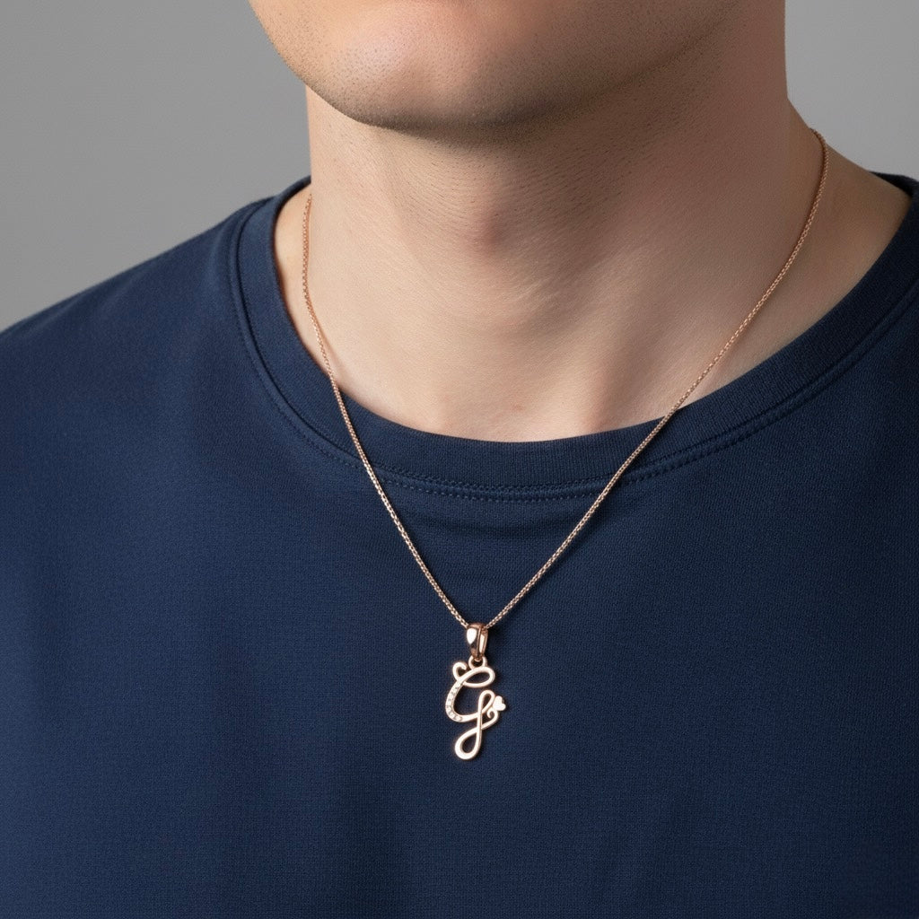 rose gold plated 925 sterling silver letter G pendant