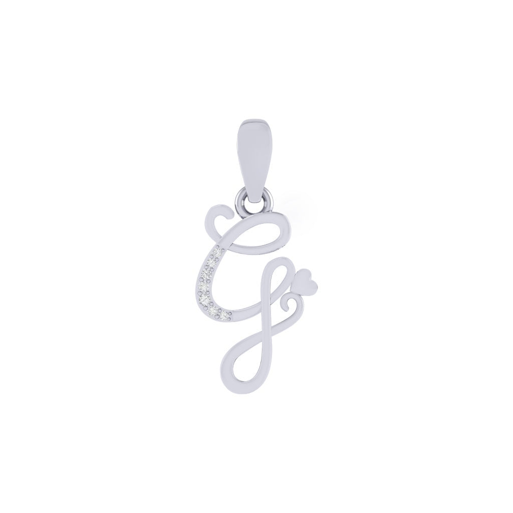 rhodium plated 925 sterling silver letter G pendant
