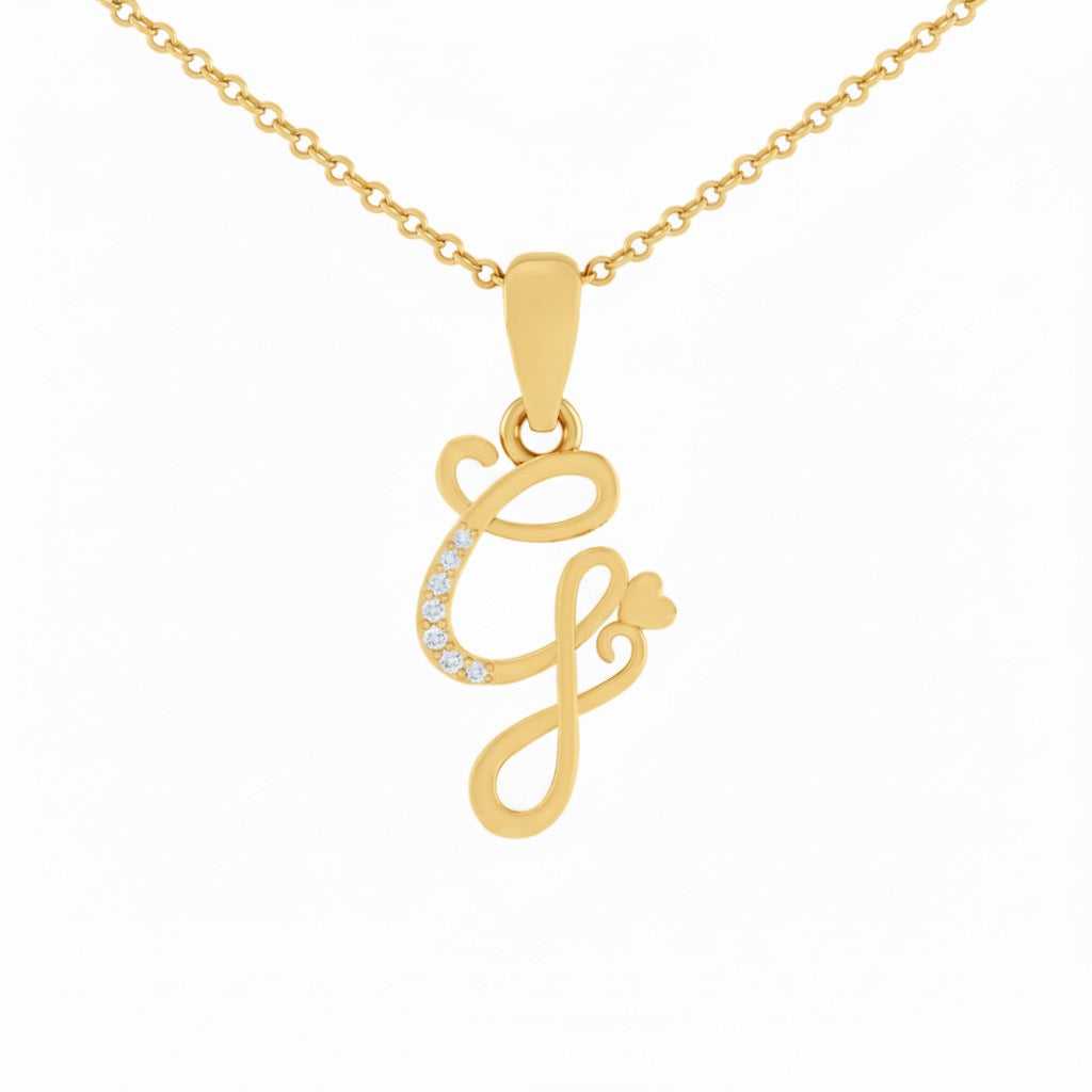 gold plated 925 sterling silver letter G pendant with chain