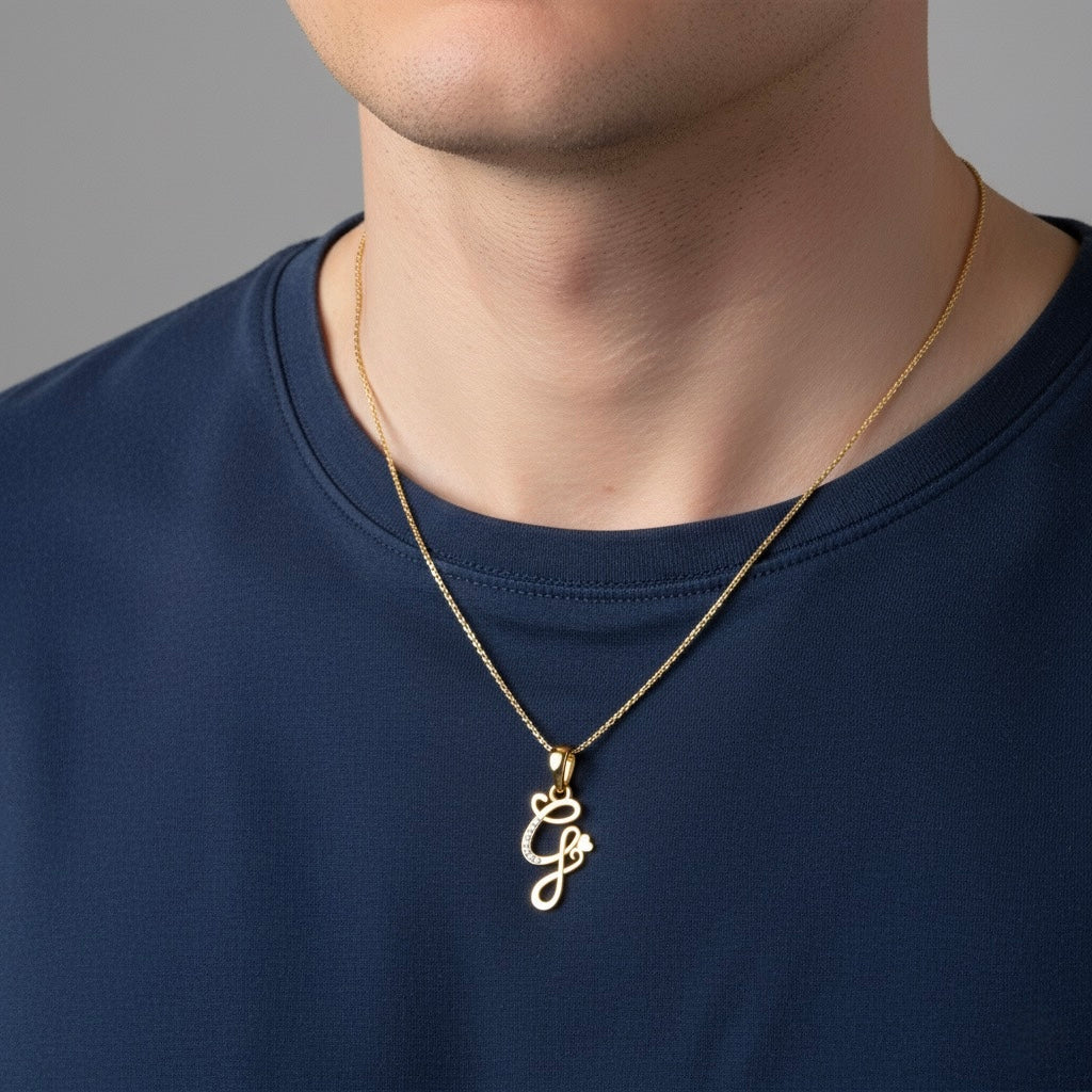 gold plated 925 sterling silver letter G pendant