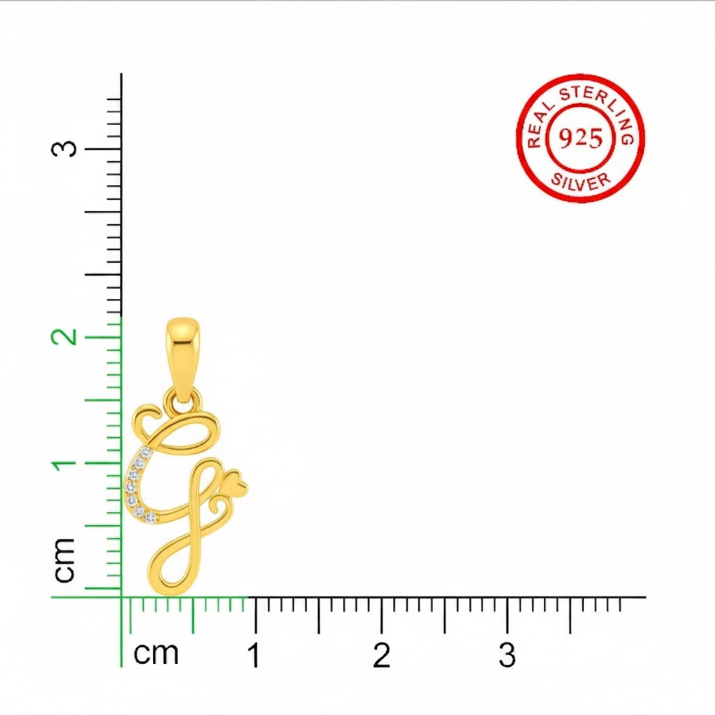 gold plated 925 sterling silver letter G pendant