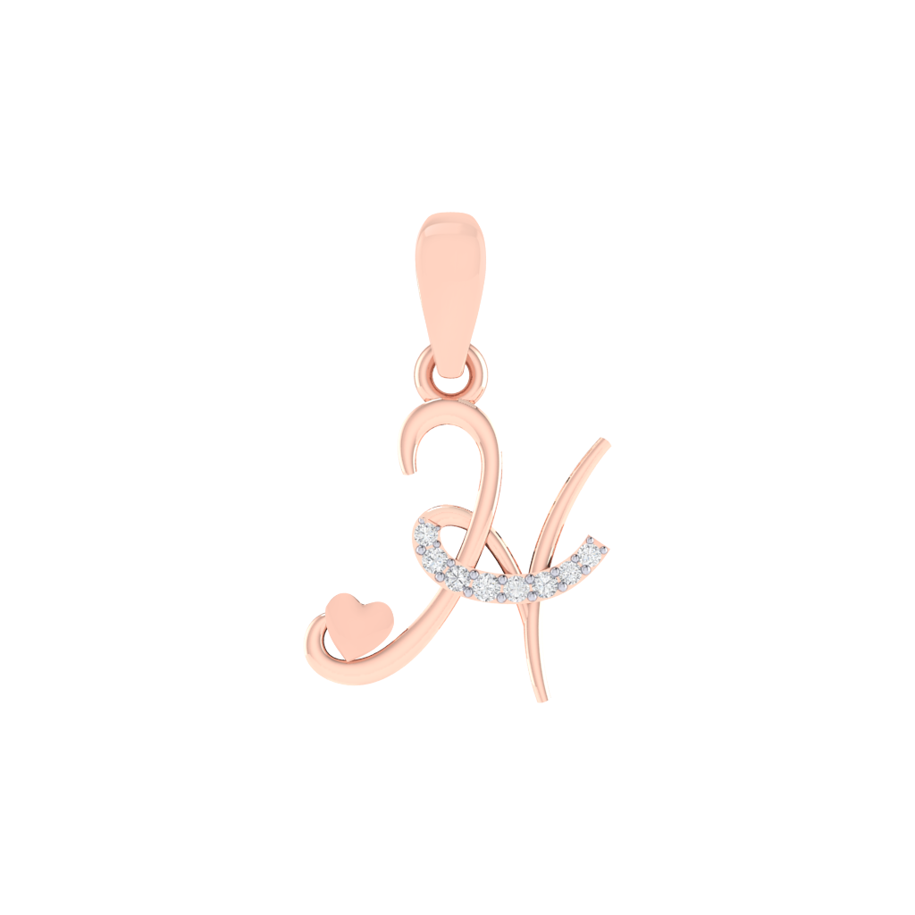 rose gold plated 925 sterling silver letter H pendant