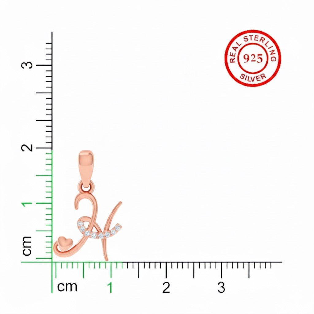 rose gold plated 925 sterling silver letter H pendant