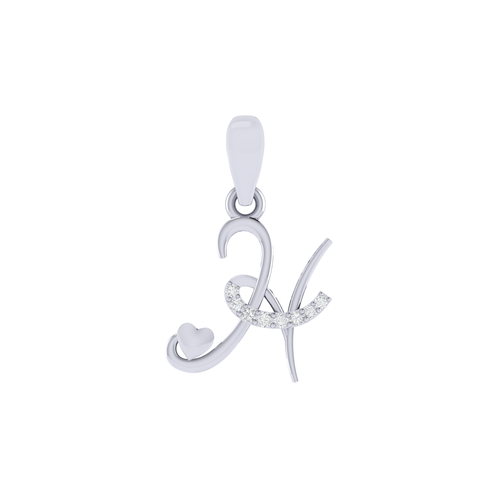 rhodium plated 925 sterling silver letter H pendant