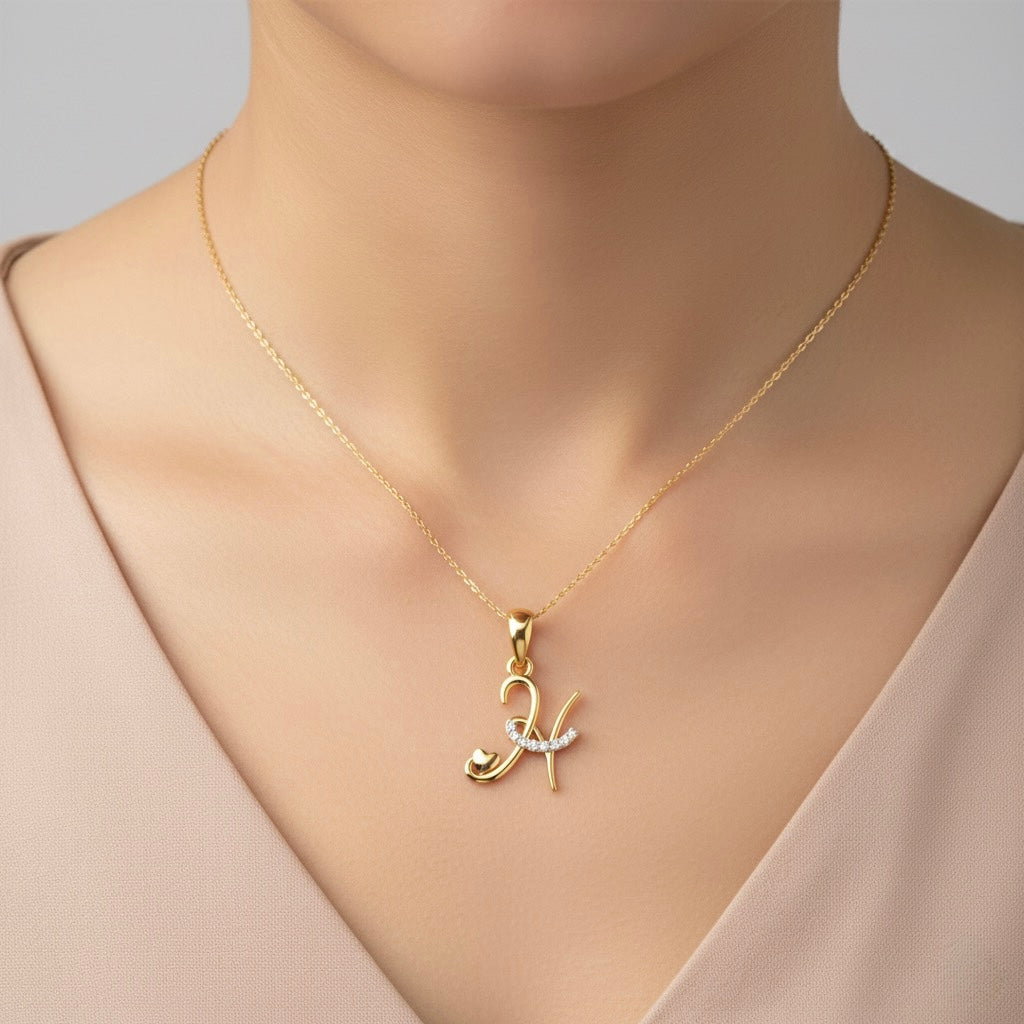 gold plated 925 sterling silver letter H pendant