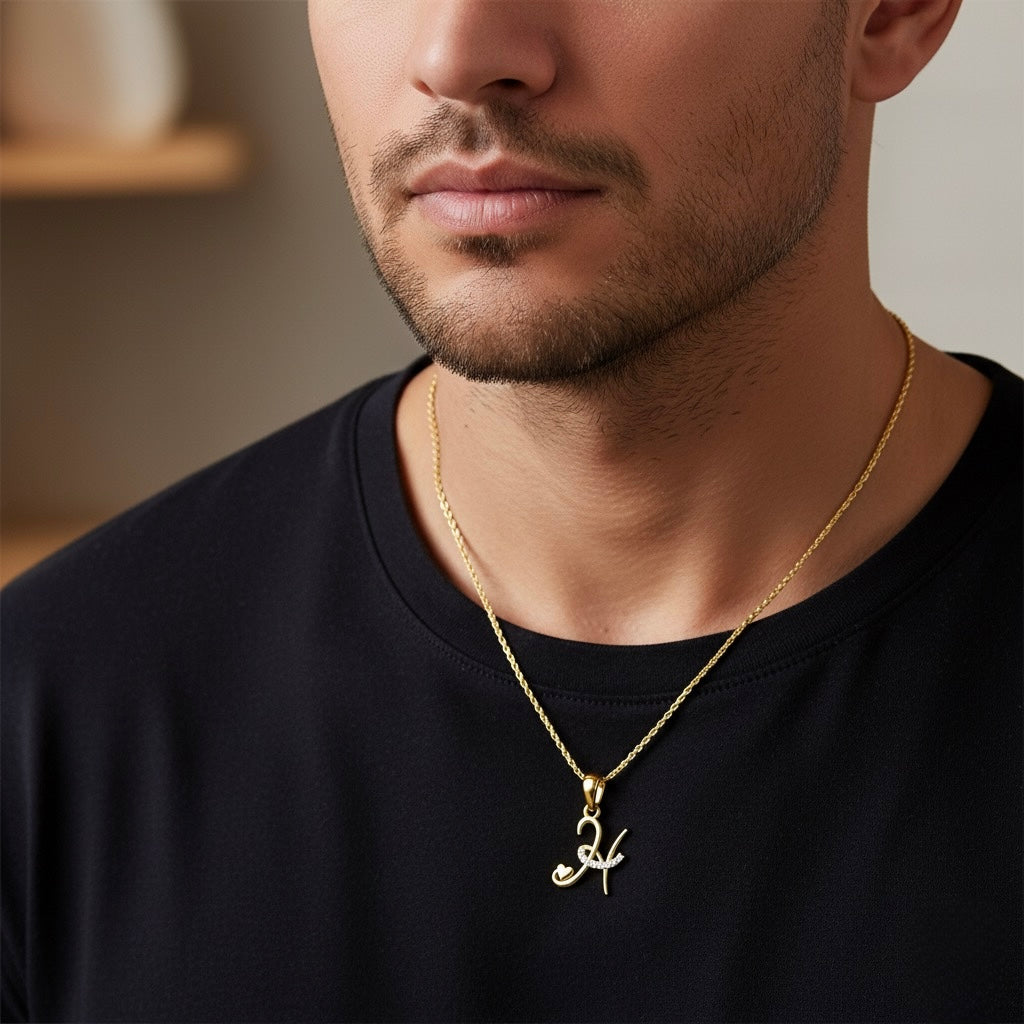 gold plated 925 sterling silver letter H pendant