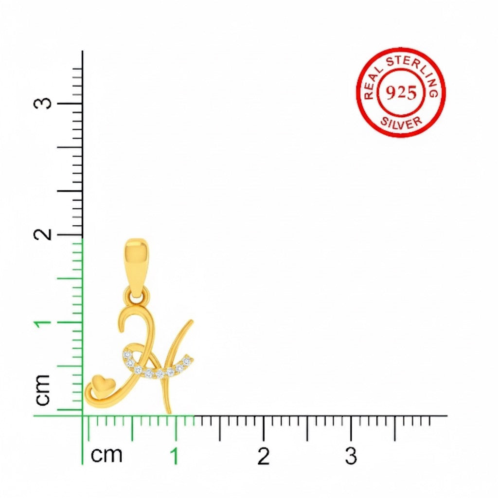 gold plated 925 sterling silver letter H pendant