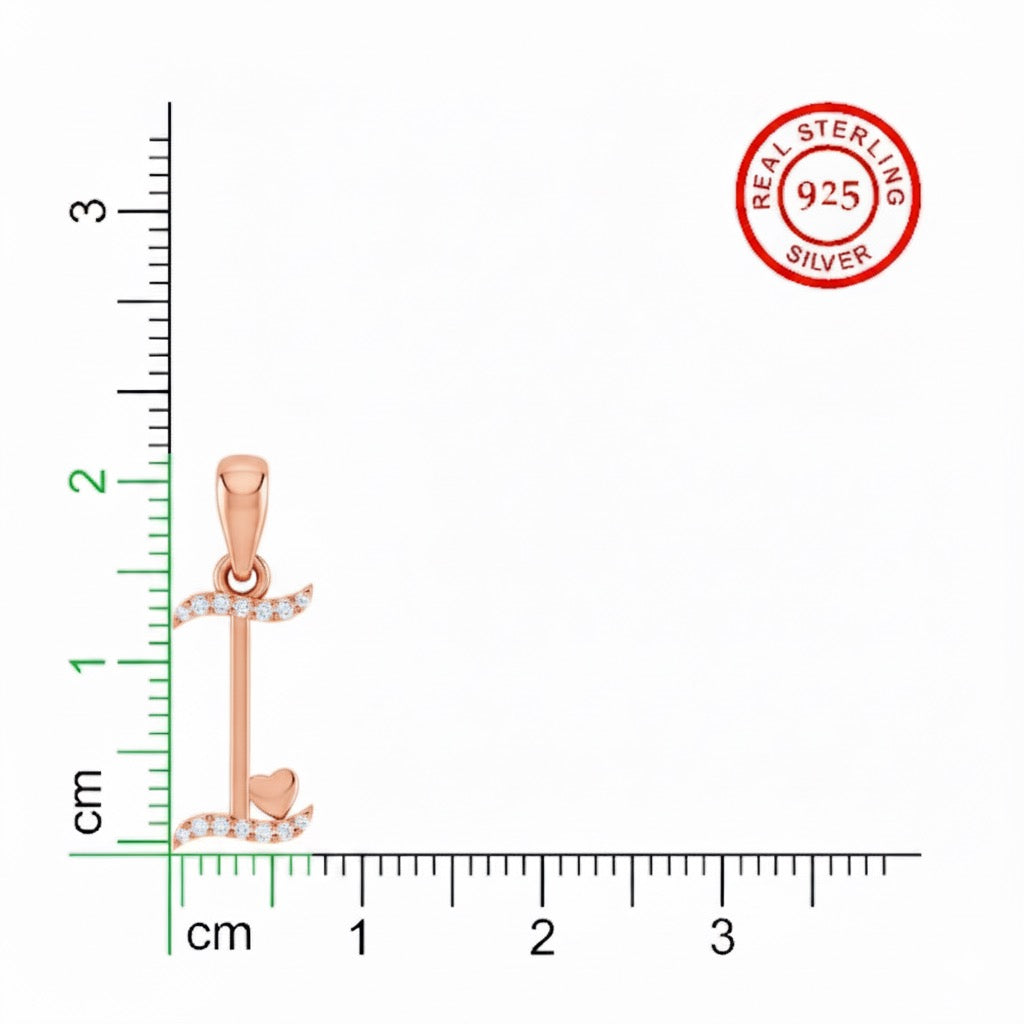rose gold plated 925 sterling silver letter I pendant