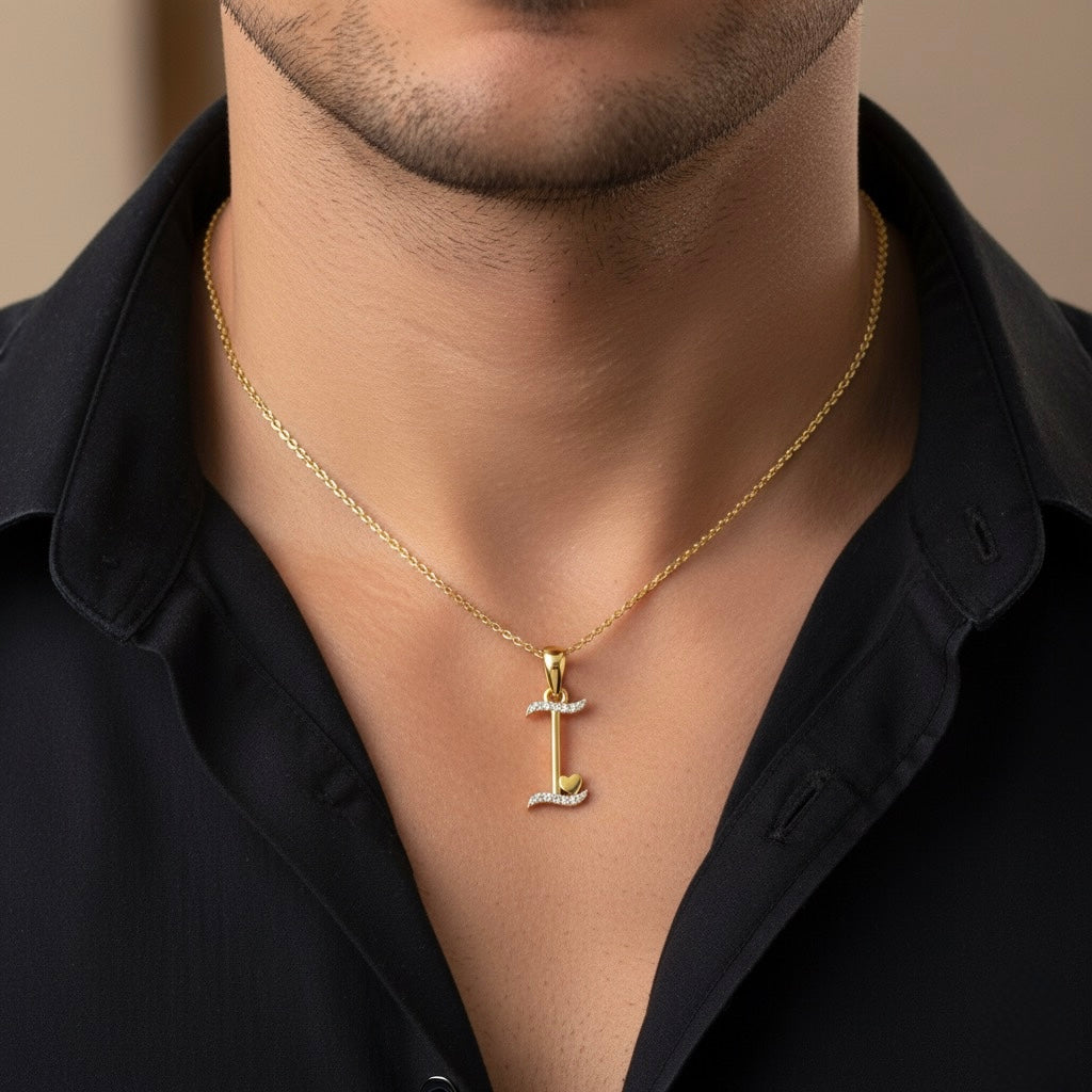 gold plated 925 sterling silver letter I pendant