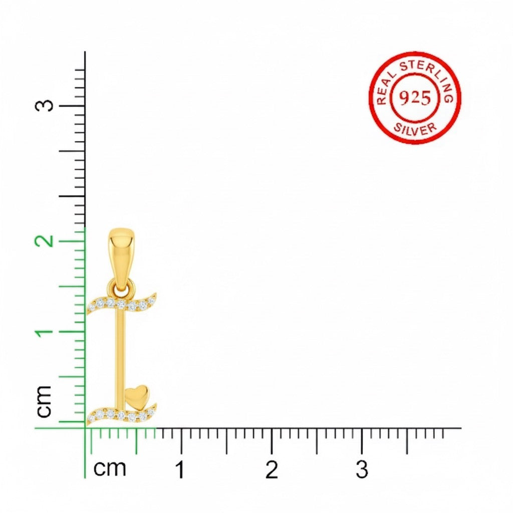 gold plated 925 sterling silver letter I pendant
