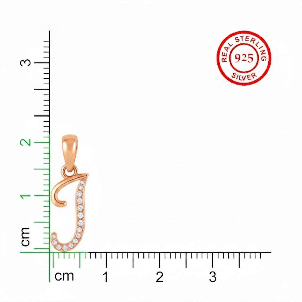 rose gold plated 925 sterling silver letter J pendant
