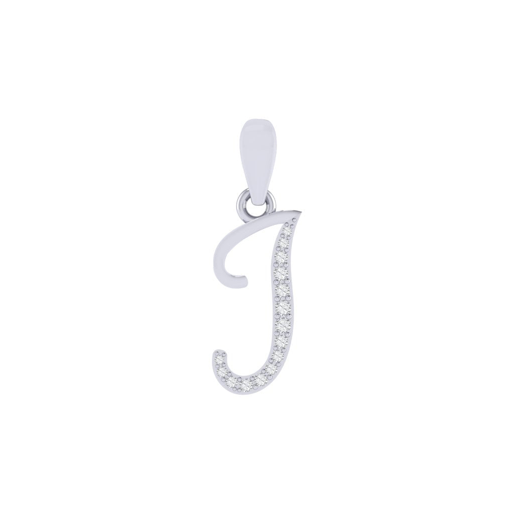 rhodium plated 925 sterling silver letter J pendant