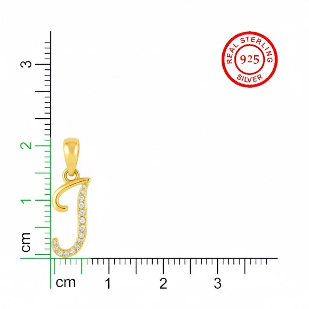gold plated 925 sterling silver letter J pendant