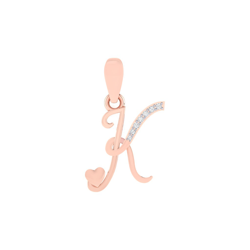 rose gold plated 925 sterling silver letter K pendant