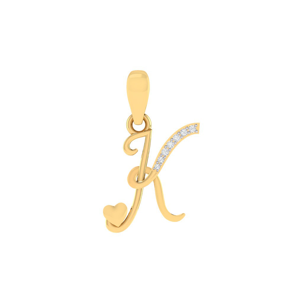 gold plated 925 sterling silver letter K pendant