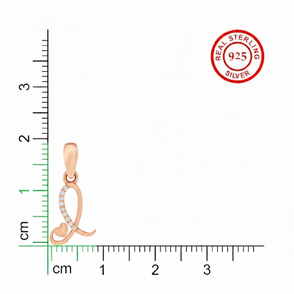 rose gold plated 925 sterling silver letter L pendant