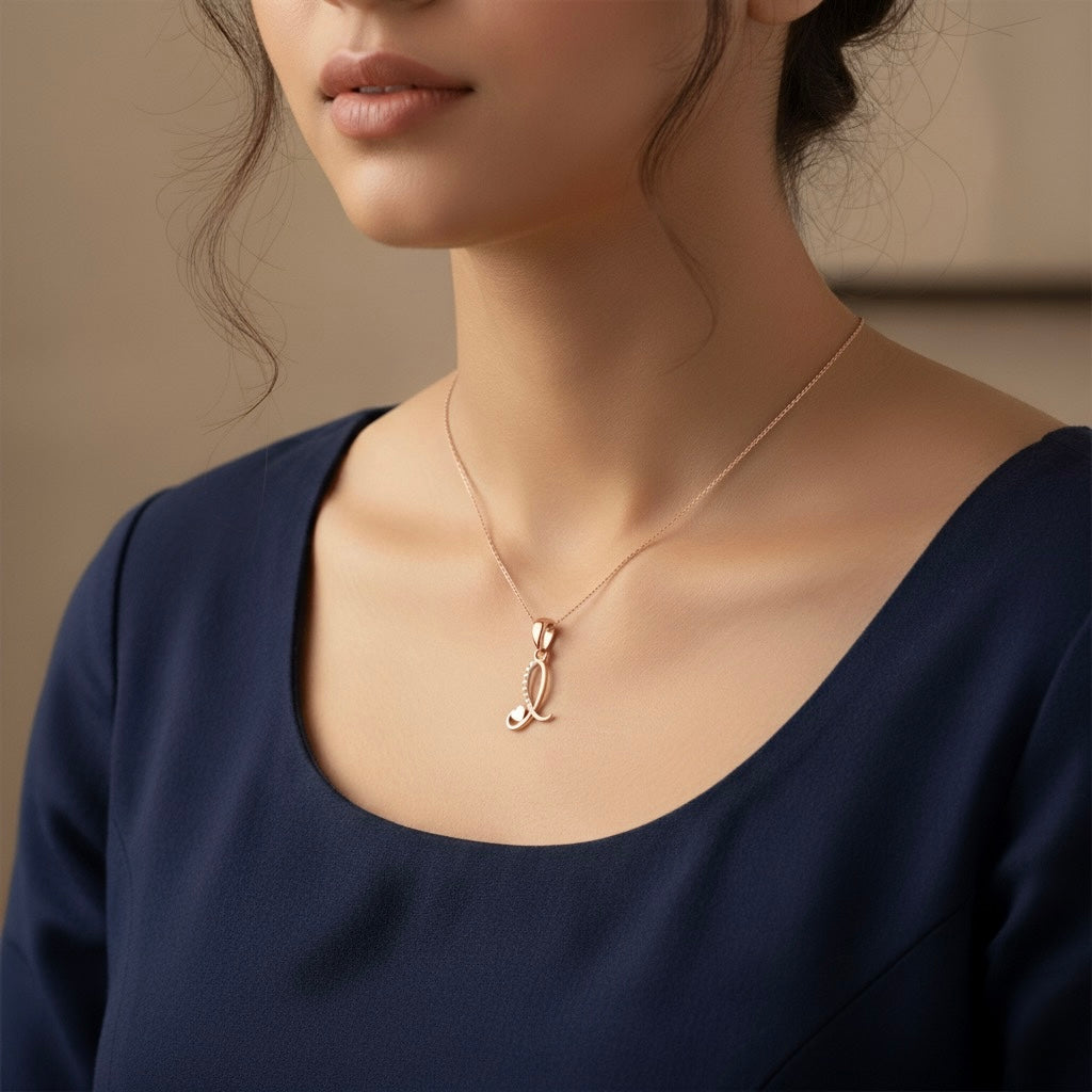 rose gold plated 925 sterling silver letter L pendant