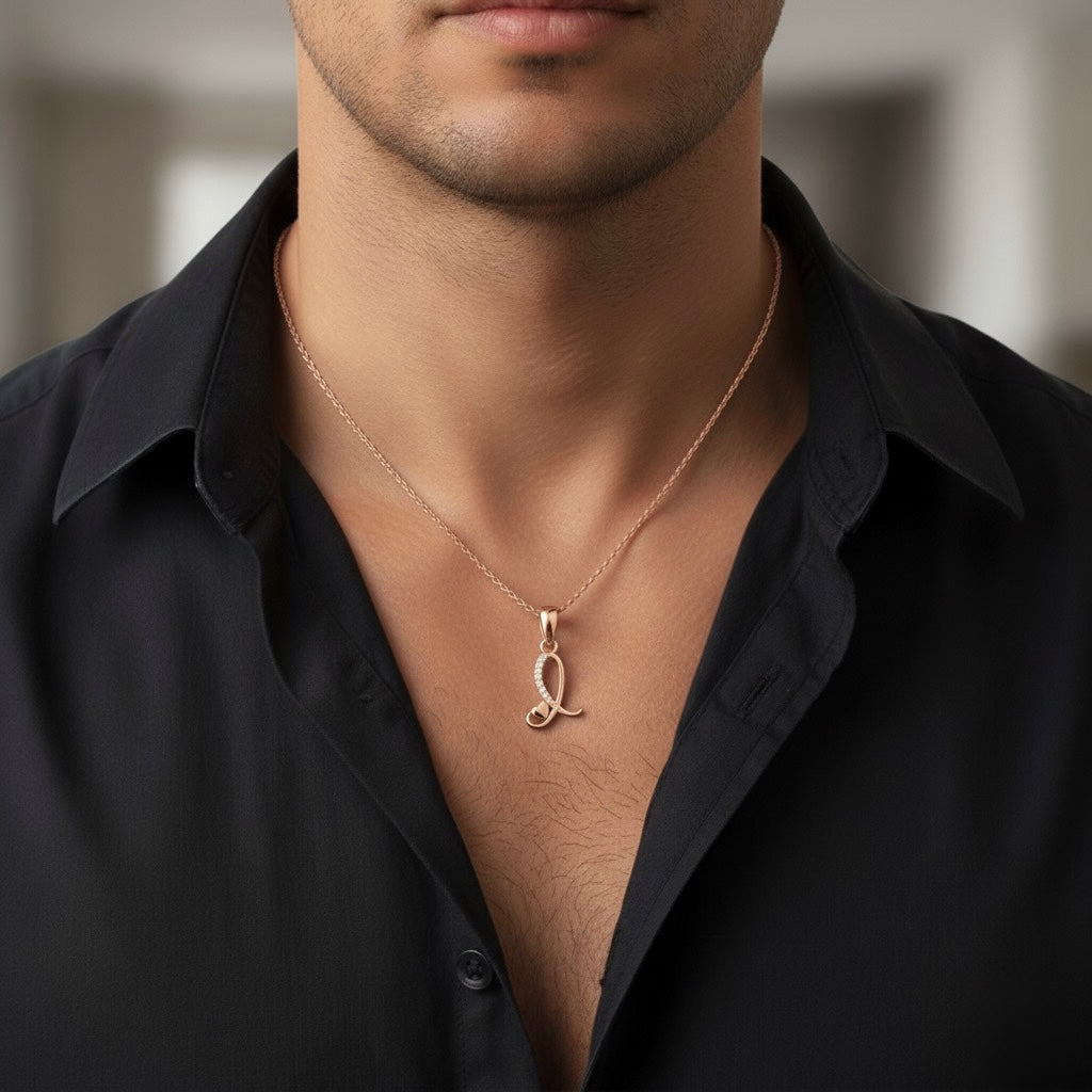 rose gold plated 925 sterling silver letter L pendant