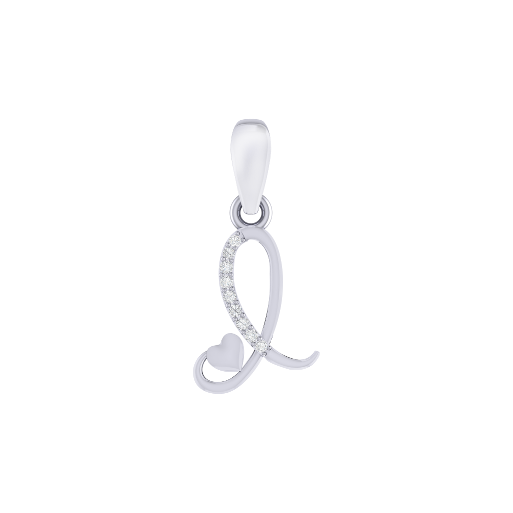 rhodium plated 925 sterling silver letter L pendant