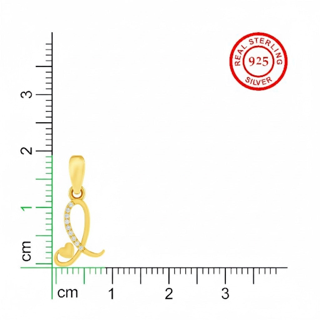 gold plated 925 sterling silver letter L pendant