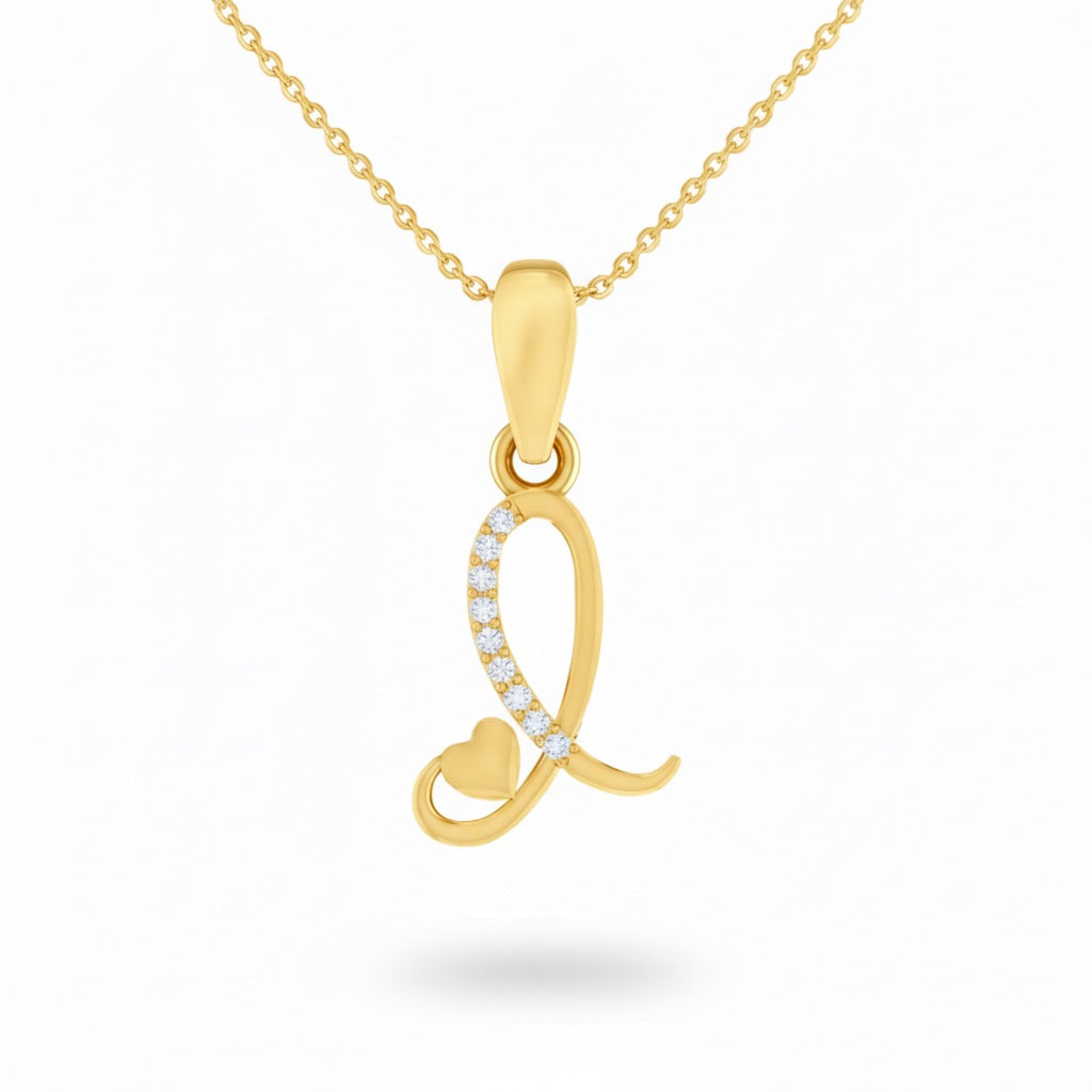 gold plated 925 sterling silver letter L pendant with chain