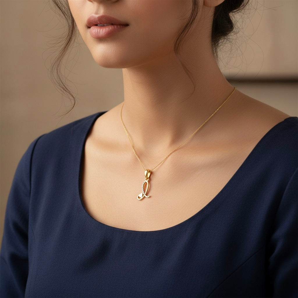 gold plated 925 sterling silver letter L pendant
